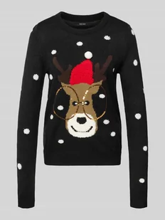 Sweter świąteczny o kroju regular fit z cekinowym motywem model ‘TINSEL’ - Swetry damskie - miniaturka - grafika 1