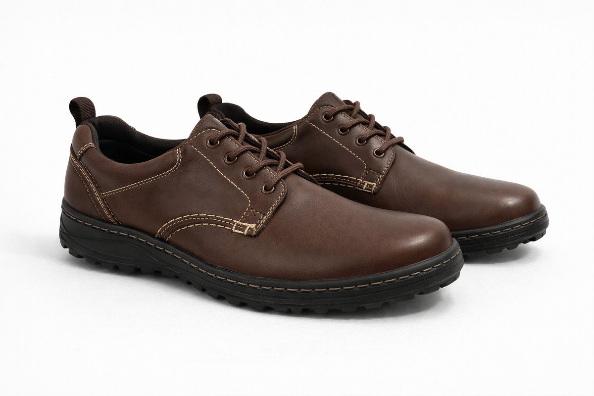 HUSH PUPPIES PÓŁBUTY MĘSKIE BRĄZOWE SKÓRZANE Z OZDOBNYM SZWEM 45 16DA