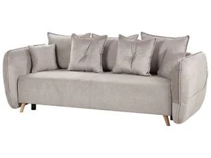 Sofa rozkładana welurowa z pojemnikiem beżowoszara VALLANES - Sofy i kanapy - miniaturka - grafika 5