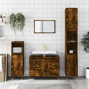 The Living Store szafka łazienkowa dąb wędzony 80x33x60 cm materiał drewnopochodny - Szafki łazienkowe - miniaturka - grafika 1