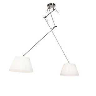 QAZQA Lampa wisząca regulowana stal klosz plisowany kremowy 35cm - Blitz II - Lampy sufitowe - miniaturka - grafika 1