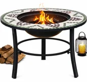 Paleniska ogrodowe - EDINOS Okrągłe zielone dekoracyjne palenisko ogrodowe P7-L63 - miniaturka - grafika 1