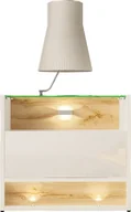Szafki nocne - MEGSTYL SZAFKA NOCNA 55CM Z SZKLANĄ GÓRĄ I MOŻLIWĄ WSTAWKĄ DĄB WOTAN - VISION 5 Biały - Wotan mat - Biały połysk - miniaturka - grafika 1