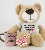 Walentynki - Prezent na walentynki - zestaw miś oraz kubek z nadrukiem dobrze że jesteś - miniaturka - grafika 1