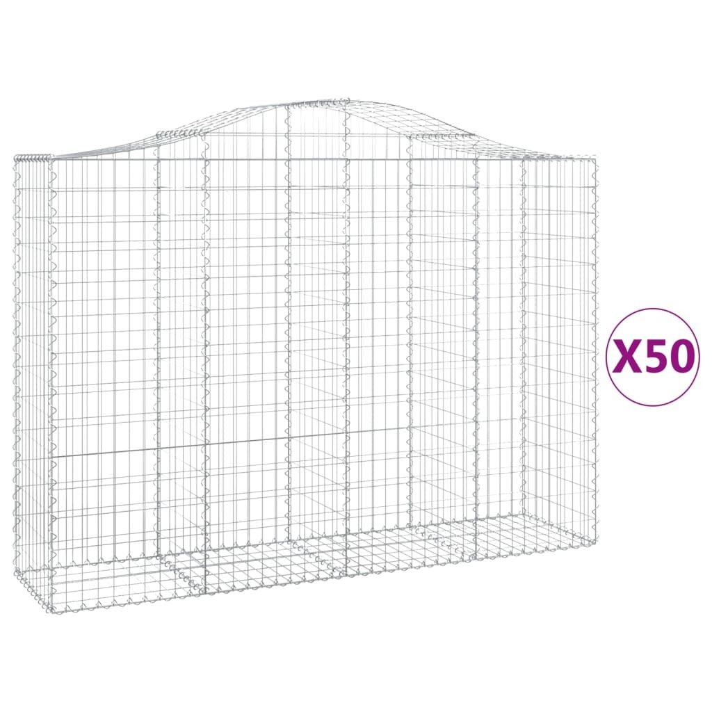 vidaXL Gabiony z wysokim łukiem 50szt. 200x50x140/160cm Ocynkowane żelazo