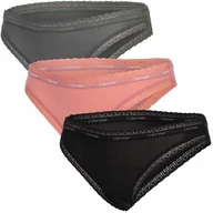 Majtki damskie - Calvin Klein Bikini Damskie Majtki 3Pk Czarne/Zielone/Pudrowy Róż R.Xs - miniaturka - grafika 1