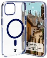 Etui i futerały do telefonów - Bizon Etui z pierścieniem magnetycznym Case Marco do iPhone 14/13, przezroczyste z niebieską ramką - miniaturka - grafika 1