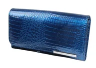 Portfele - Portfel Damski Skórzany Lakierowany GREGORIO Długi Z Suwakiem Lakierowany GF-110 NIEBIESKI RFID 17 x 9 x 4 [cm] - miniaturka - grafika 1