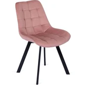 Krzesła - Krzesło Tapicerowane Welurowe Kuchenne Do Salonu Jadalni RICK Różowe - miniaturka - grafika 1