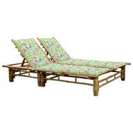 Leżaki ogrodowe - vidaXL Lumarko 2-osobowy leżak z poduszkami, bambusowy 3063957 - miniaturka - grafika 1