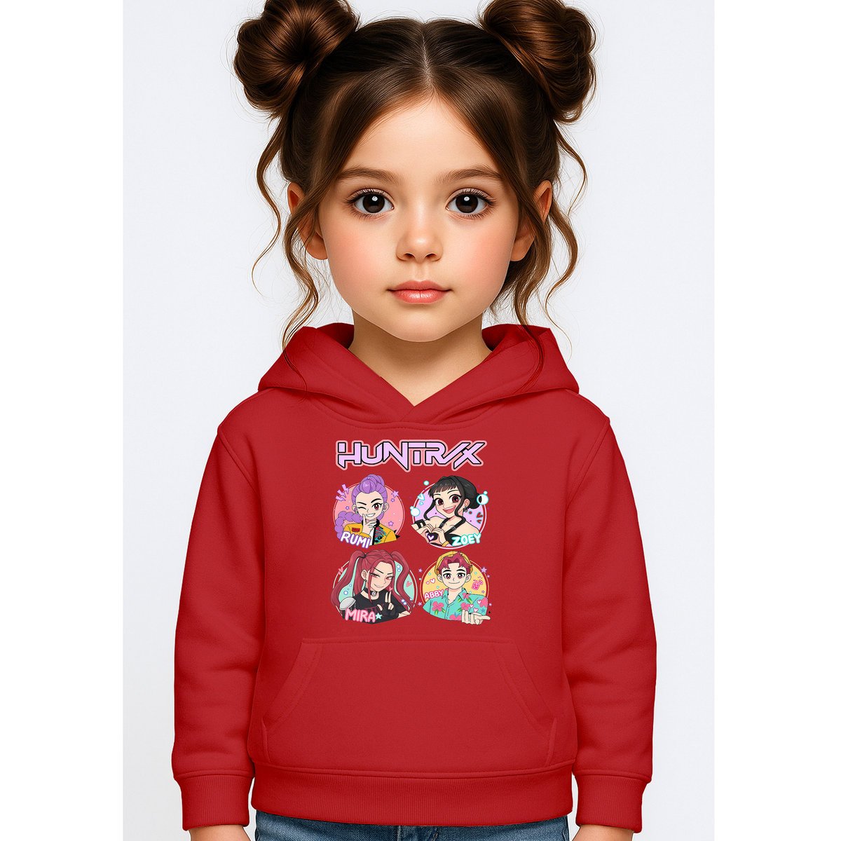 BLUZA DZIECIĘCA K-POPOWE ŁOWCZYNIE DEMONÓW HUNTRIX 122-128 Z KAPTUREM