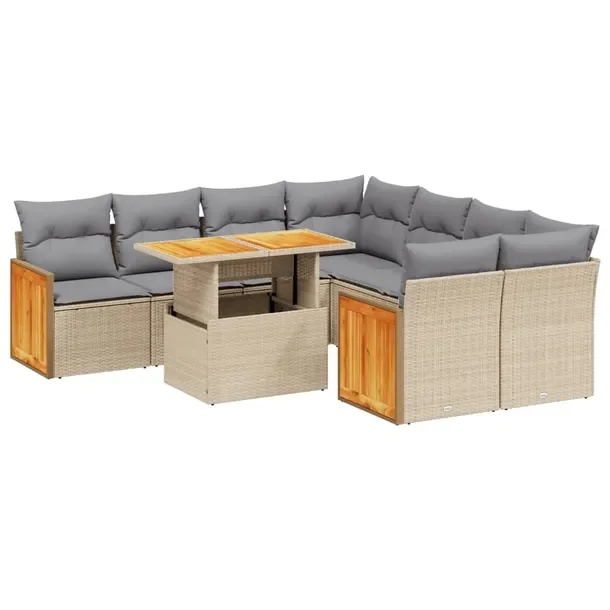 Zestaw mebli ogrodowych modułowych beżowy rattan PE 55x62x69 cm