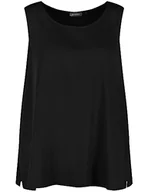 Bluzki damskie - Samoon Damska bluzka z subtelnym połyskiem bez rękawów bluzka bez rękawów bluzka jednokolorowa, czarny, 52 - miniaturka - grafika 1