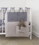 Organizery na łóżeczko - Przybornik do łóżeczka beżowy ciuchcia - miniaturka - grafika 1