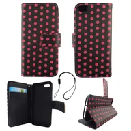 Etui i futerały do telefonów - Etui na telefon komórkowy Etui na telefon komórkowy Apple iPhone 5 / 5s / SE Polka Dot Black Pink - miniaturka - grafika 1