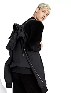 Armani Exchange Męska kurtka z przodu, z logo na ściągaczu, kieszenie na zamek błyskawiczny, kurtka z kapturem, czarny, L - Kurtki męskie - miniaturka - grafika 1