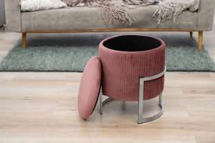 Pufa otwierana z pojemnikiem welurowa PORTO Pudrowy róż - Pufy i podnóżki - miniaturka - grafika 5