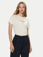 Koszulki i topy damskie - Tommy Hilfiger T-Shirt WW0WW43895 Écru Regular Fit - miniaturka - grafika 1