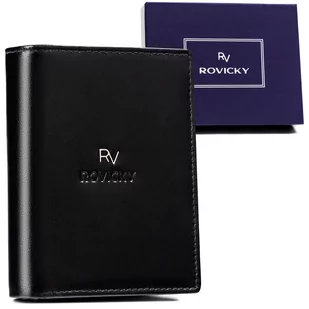 Elegancki portfel męski składany ze skóry naturalnej z ochroną kart RFID Rovicky, czarny - Portfele - miniaturka - grafika 1