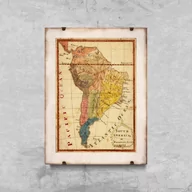Plakaty - Plakat vintage do salonu Mapa Ameryki Południowej - miniaturka - grafika 1