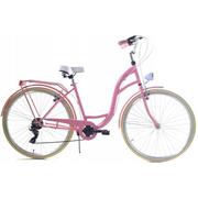 Rowery - Dallas Bike City 7spd 26 cali Różowy z kremem - miniaturka - grafika 1