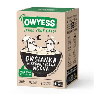Owsianka Nocna OWYESS 5 x 50 g WZBOGACONA BAKTERIAMI PROBIOTYCZNYMI - Płatki śniadaniowe i musli - miniaturka - grafika 1