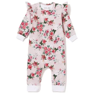 Pajac bez stópek, różowy Delicate flowers 86 - Pajacyki dla niemowląt - miniaturka - grafika 1