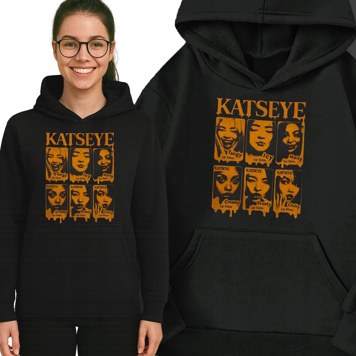Bluza Czarna Z Kapturem KATSEYE TREND Muzyka K-pop Idolki Prezent - S Wz
