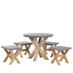 Shumee Shumee Zestaw ogrodowy okrągły stół i 4 stołki szary OLBIA 263400 - Meble ogrodowe - miniaturka - grafika 1
