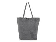 Torebki damskie - Vera Pelle, Skórzana Torebka worek damska, W18, szara - miniaturka - grafika 1