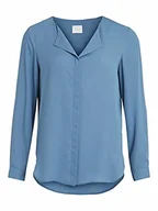 Bluzki damskie - VILA CLOTHES VILUCY L/S SHIRT - NOOS Bluzka, Darkest Spruce, Normalmal, Captains Blue, S - miniaturka - grafika 1