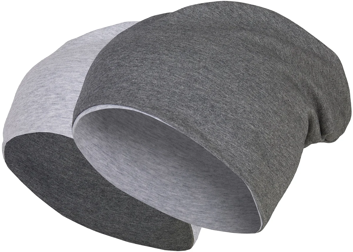 2 w 1 Odwracalna Slouch Long Beanie Jersey Baweniana Elastyczna Unisex Mska Damska Czapka Heather w 24 rónych kolorach (8) (Ciemnoszary/Jasnoszary)