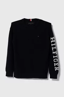 Swetry dla chłopców - Tommy Hilfiger sweter bawełniany dziecięcy kolor granatowy - grafika 1