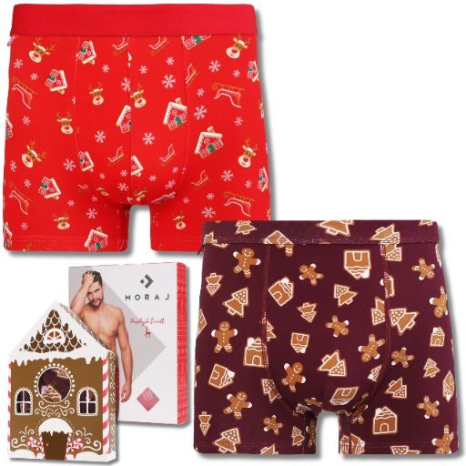 ŚWIĄTECZNE BAWEŁNIANE BOKSERKI MĘSKIE PREZENT MIKOŁAJ ŚWIĘTA 2PAK MORAJ XXL