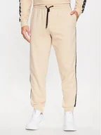 Spodnie sportowe męskie - Kappa Spodnie dresowe 313014 Beżowy Regular Fit - miniaturka - grafika 1
