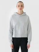 Bluzy damskie - Damska bluza dresowa nierozpinana z kapturem Outhorn OTHWAW24TSWSF1684 - szara - miniaturka - grafika 1
