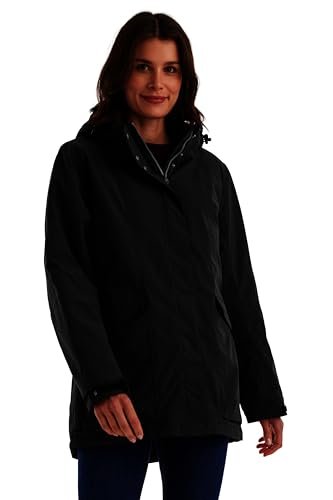 killtec Damska kurtka funkcyjna/kurtka outdoorowa wodoszczelna z odpinanym kapturem, kurtka damska, czarna, 44, 43285-000