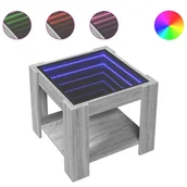 Ławy i stoliki kawowe - vidaXL Stolik kawowy LED szary Sonoma 53x53x45 cm materiał drewnopochodny - miniaturka - grafika 1