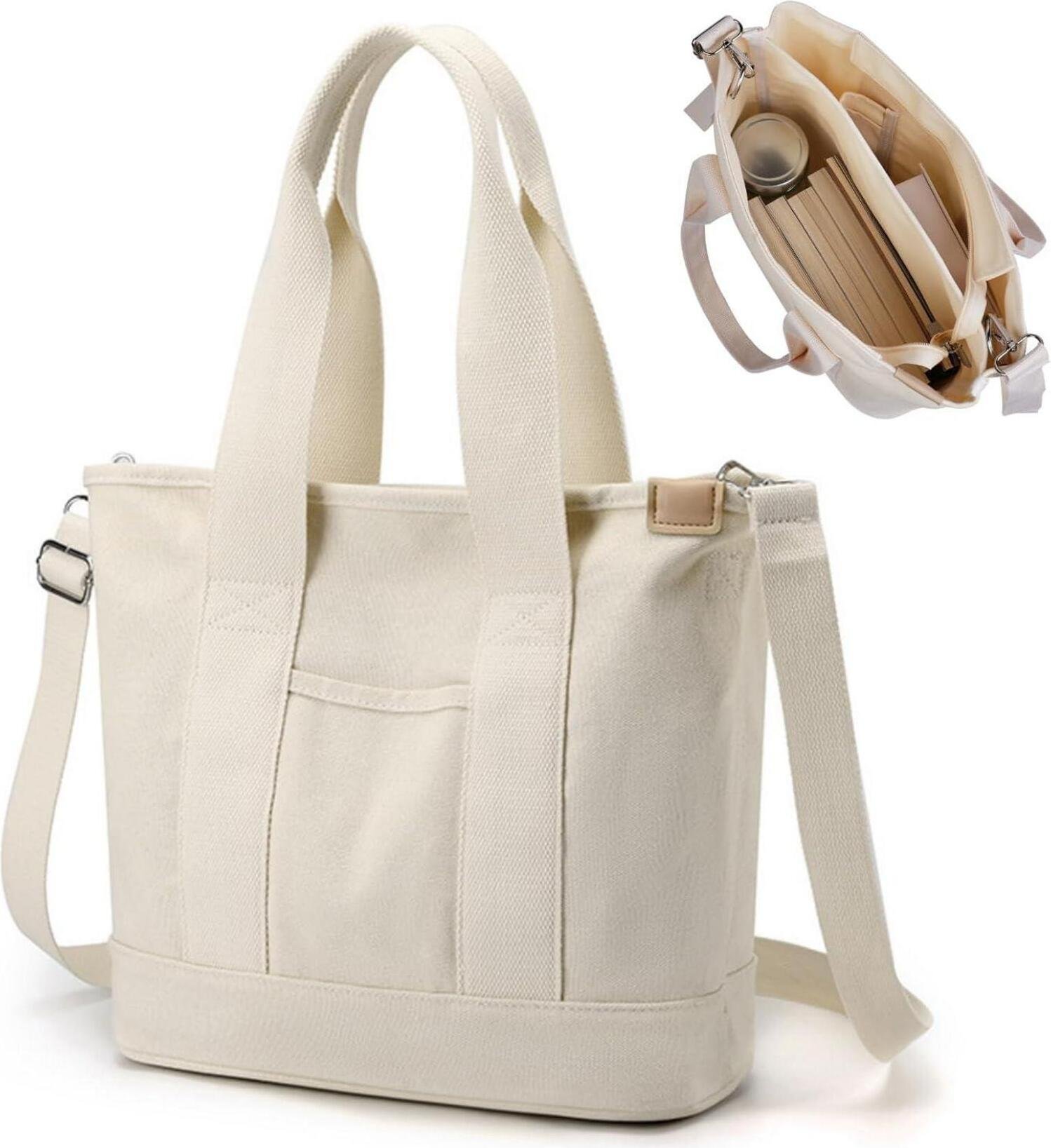 Płócienna torebka damska na ramię z zamkiem błyskawicznym do codziennego użytku i podróży