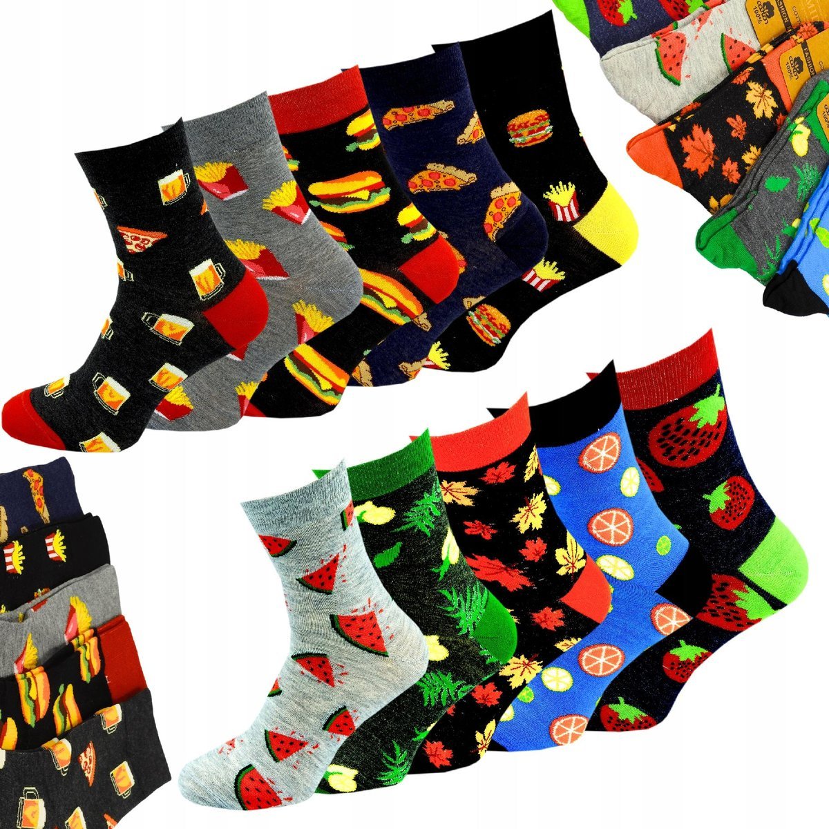 SKARPETY MĘSKIE DŁUGIE KOLOROWE BAWEŁNIANE SKARPETKI ZESTAW 10 PAR 44-46