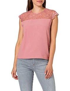 Vila Damska koszulka Vilovie Capsleeve Lace Top T-Shirt, Stara Ró?a, 38 PL - Koszulki i topy damskie - miniaturka - grafika 1