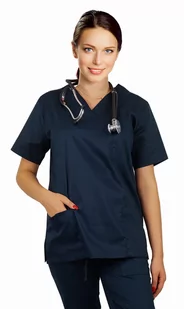 Bluza medyczna damska FLEX elastyczna kolor granatowy XL - Odzież medyczna - miniaturka - grafika 1