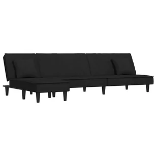 Sofa rozkładana w kształcie L, czarna, 255x140x70 - Narożniki - miniaturka - grafika 1