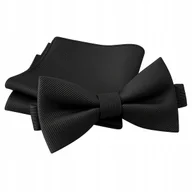 Krawaty i muchy męskie - Zestaw mucha + poszetka - czarna - miniaturka - grafika 1