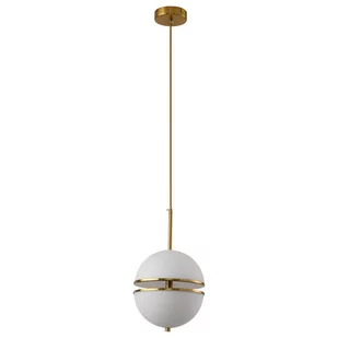 KKS Modernistyczna LAMPA wisząca szklana OPRAWA kula LED 12W 3000K zwis złoty biały KKSMP0094-1 - Lampy sufitowe - miniaturka - grafika 1
