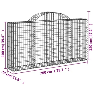 vidaXL Kosze gabionowe, 2 szt, 200x30x100/120 cm, galwanizowane żelazo - Ogrodzenia - miniaturka - grafika 7
