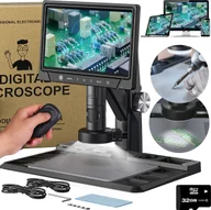 Mikroskopy i lupy - MIKROSKOP CYFROWY POWIĘKSZENIE 1600x 12MP 28 LED EKRAN HD IPS 10" 32GB SD - miniaturka - grafika 1