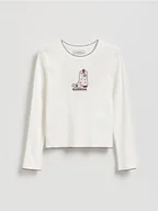 Bluzki dla dziewczynek - Reserved - Koszulka z haftem - złamana biel - miniaturka - grafika 1