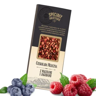Czekolada Mleczna Malina Jagoda premium Specjały Galicyjskie 85g - Słodkie kremy i masła - miniaturka - grafika 1