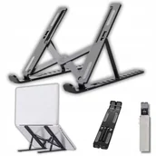 Podkładki pod mysz - PODSTAWKA POD LAPTOPA ALUMINIOWA TABLET REGULOWANA STOJAK NA BIURKO CZARNA - miniaturka - grafika 1